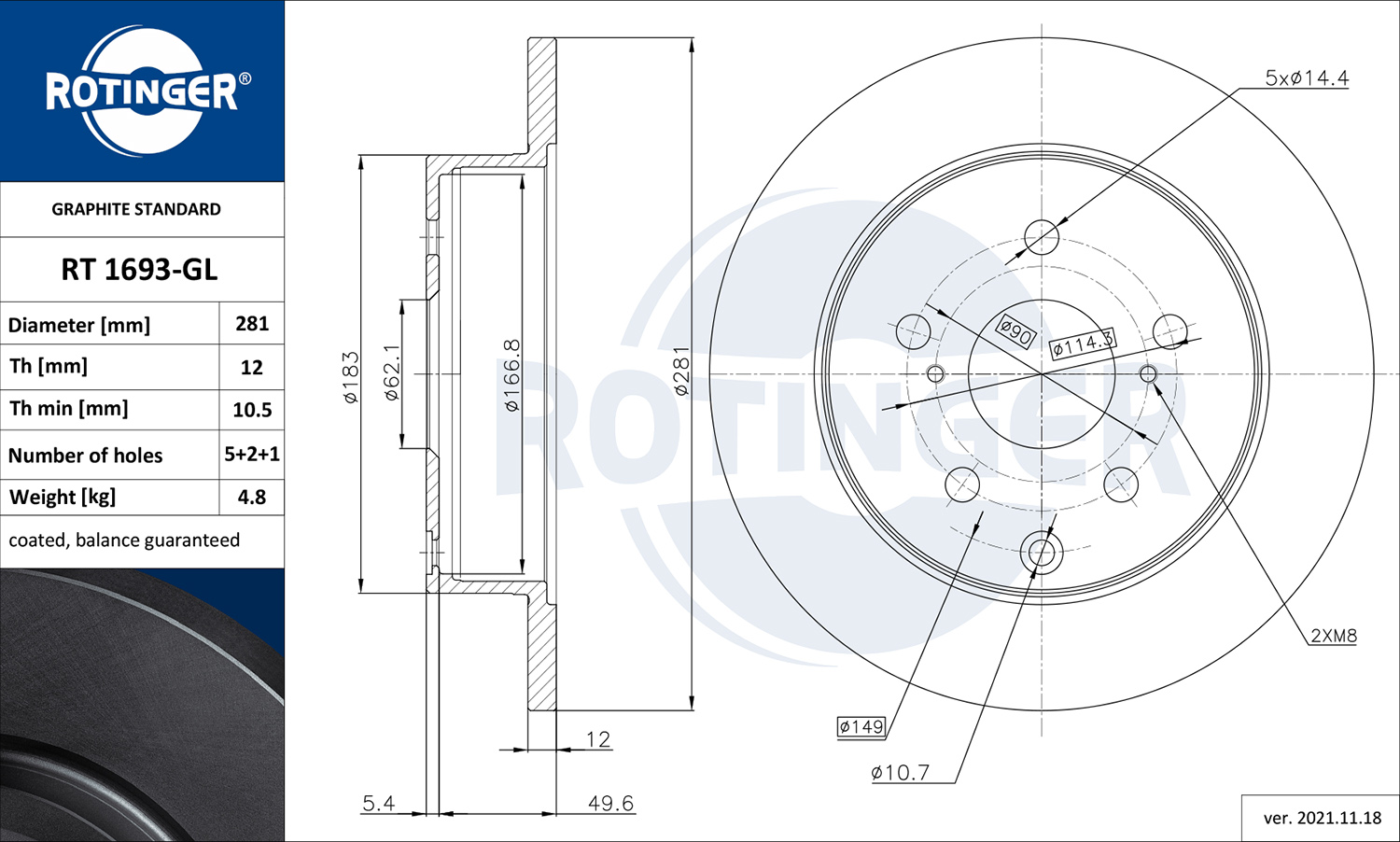 ROTINGER 260 122 RT 1693-GL - Alkatrész